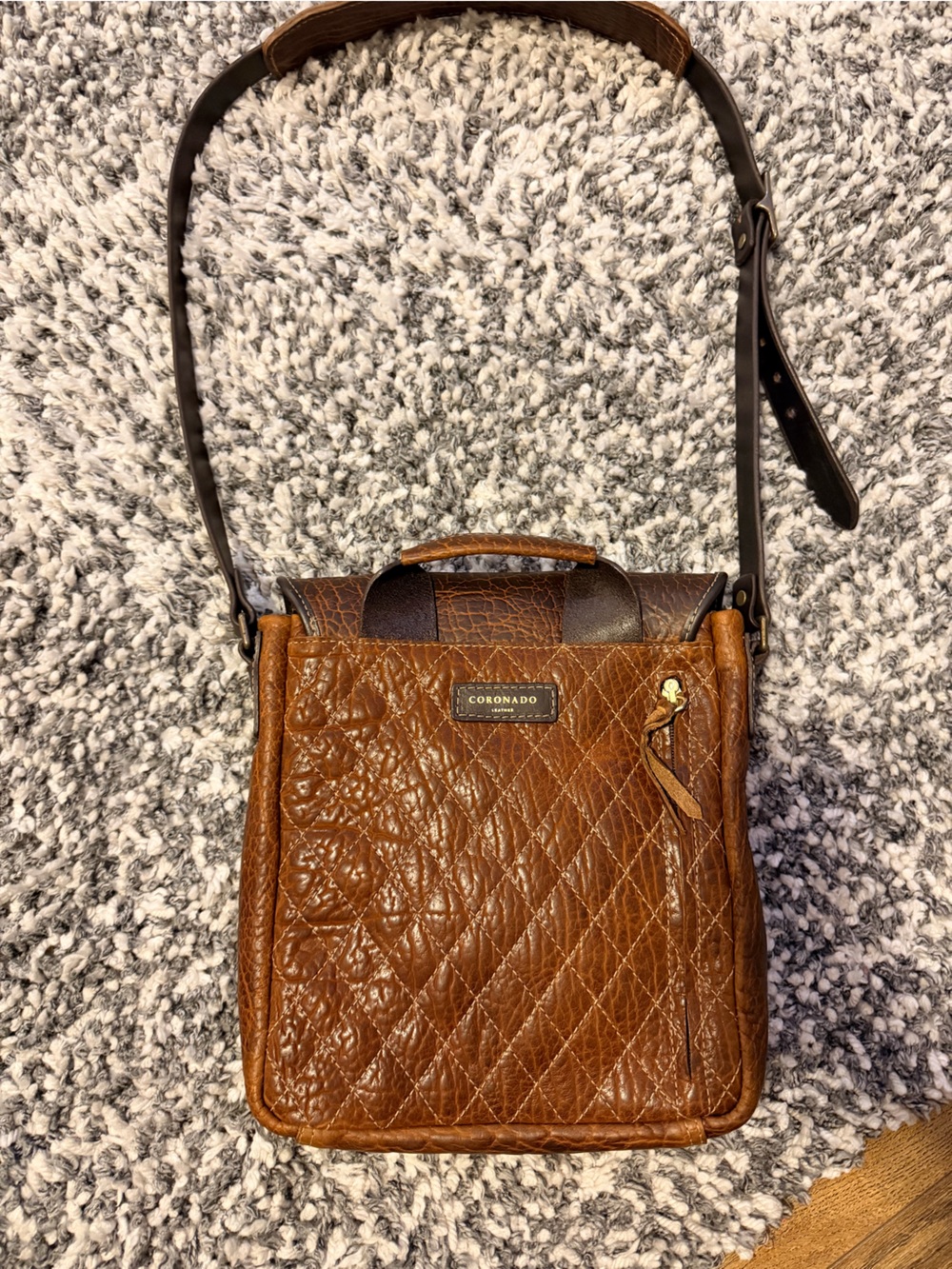 Coronado Quilted Leather Crossbody Bag in Brown